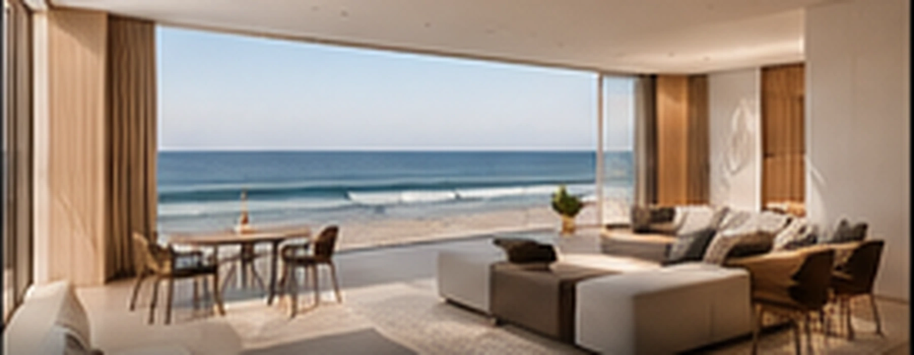 Interior contemporâneo com vista para o mar