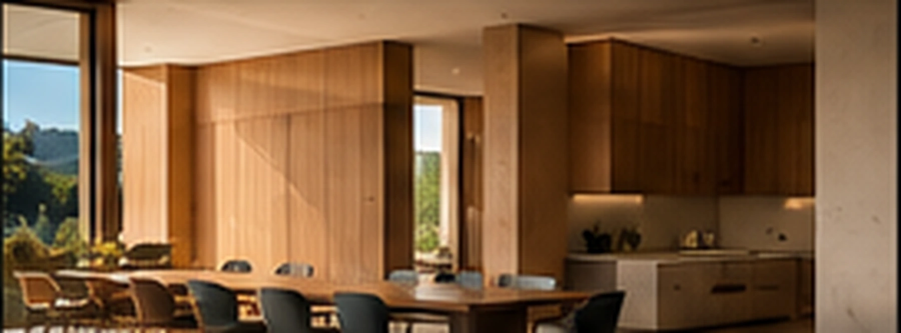 Interior em madeira com atmosfera acolhedora